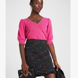 Kate Spade New York 100% Wool Shirt with Embellished Neckline REVERSIBLE XS